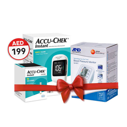 Accu-Chek Instant Glucometer Kit + Blood Pressure Monitor – UAE Ready