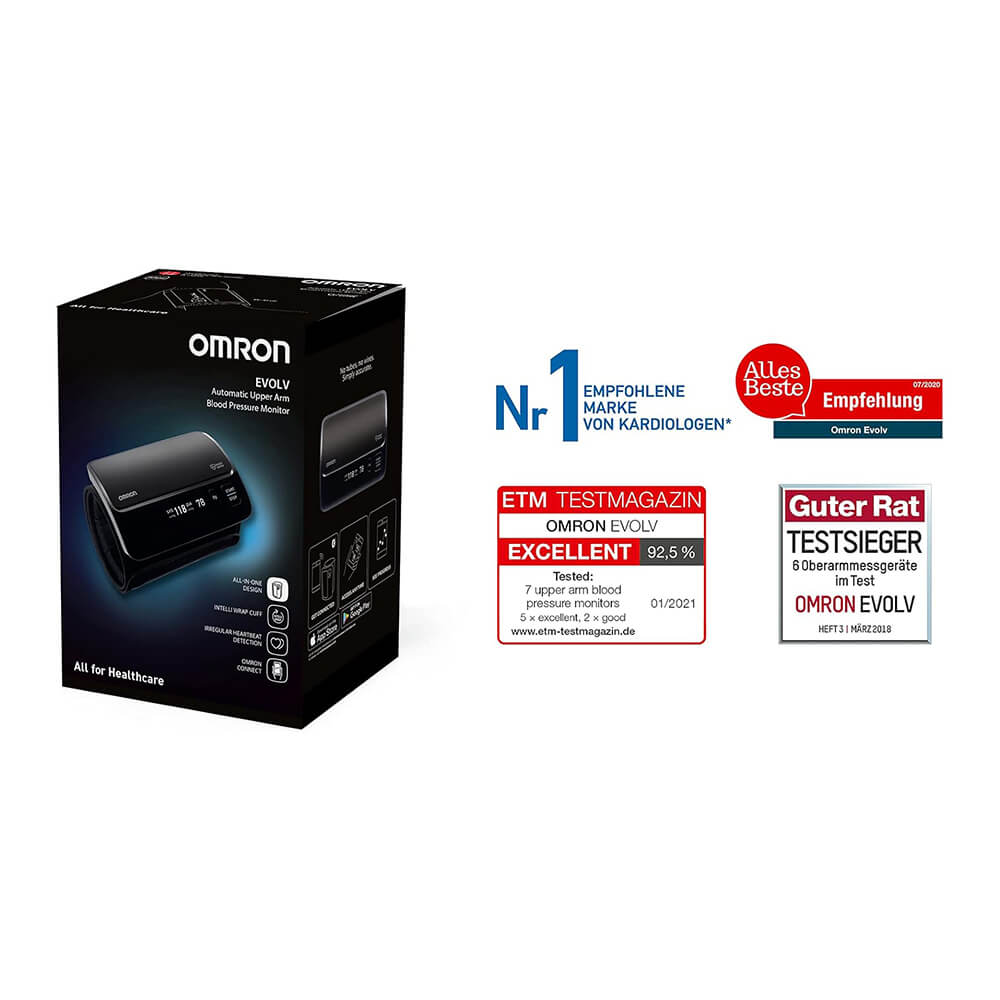 OMRON EVOLV digital blood pressure monitor with Bluetooth connectivity