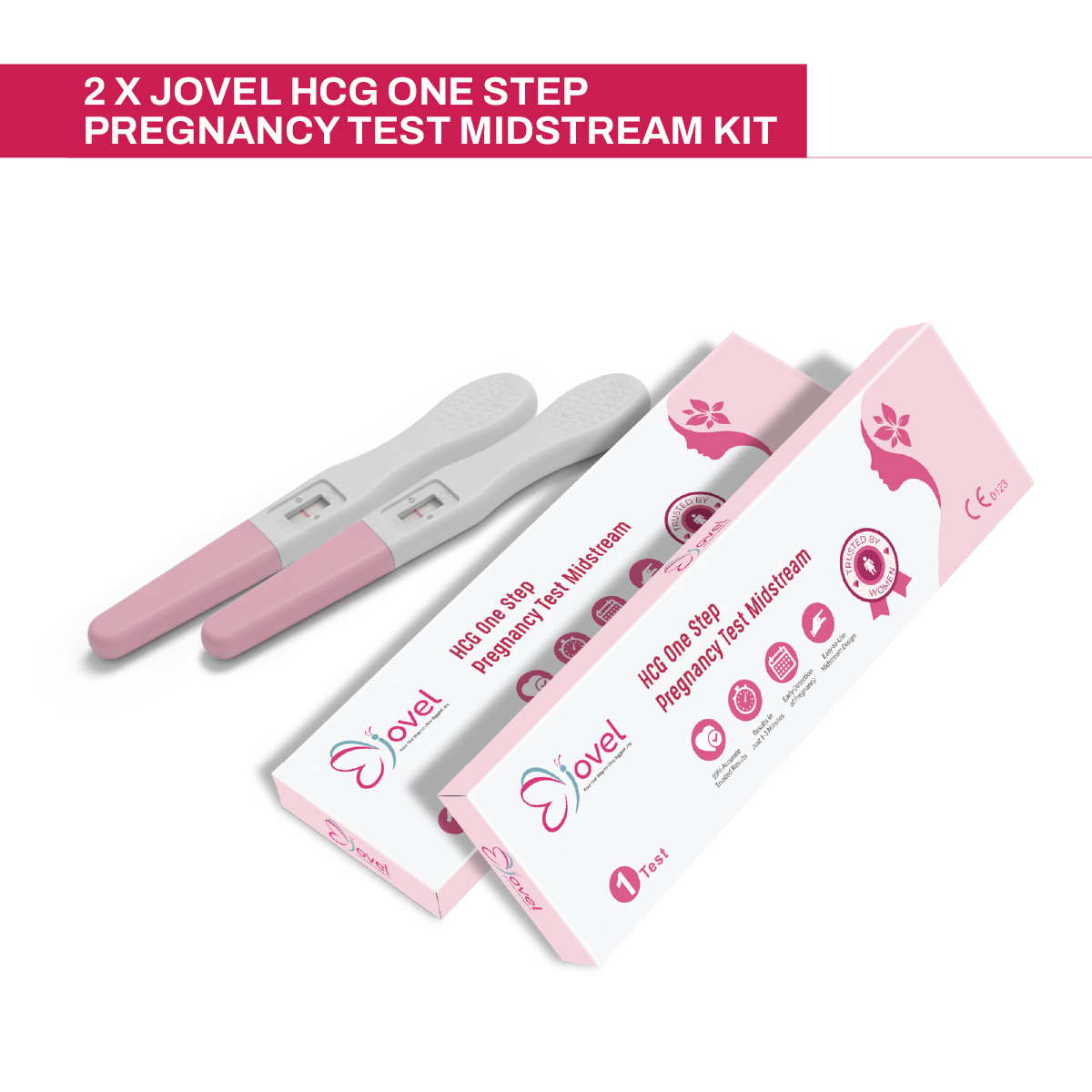 Jovel HCG One Step Pregnancy Test Midstream Kit - 2 Tests