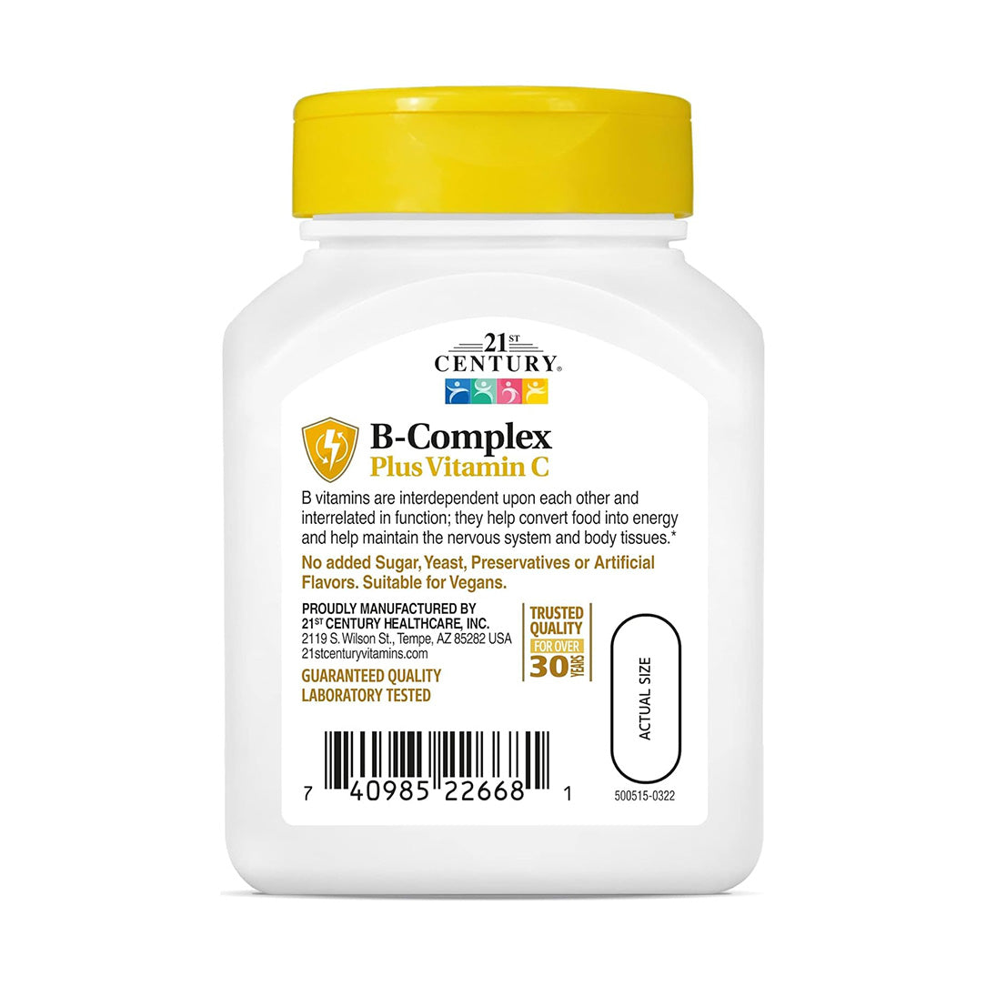 21st Century B-Complex with Vitamin C Caplets - 30 Tablets, Multivitamin Supplements