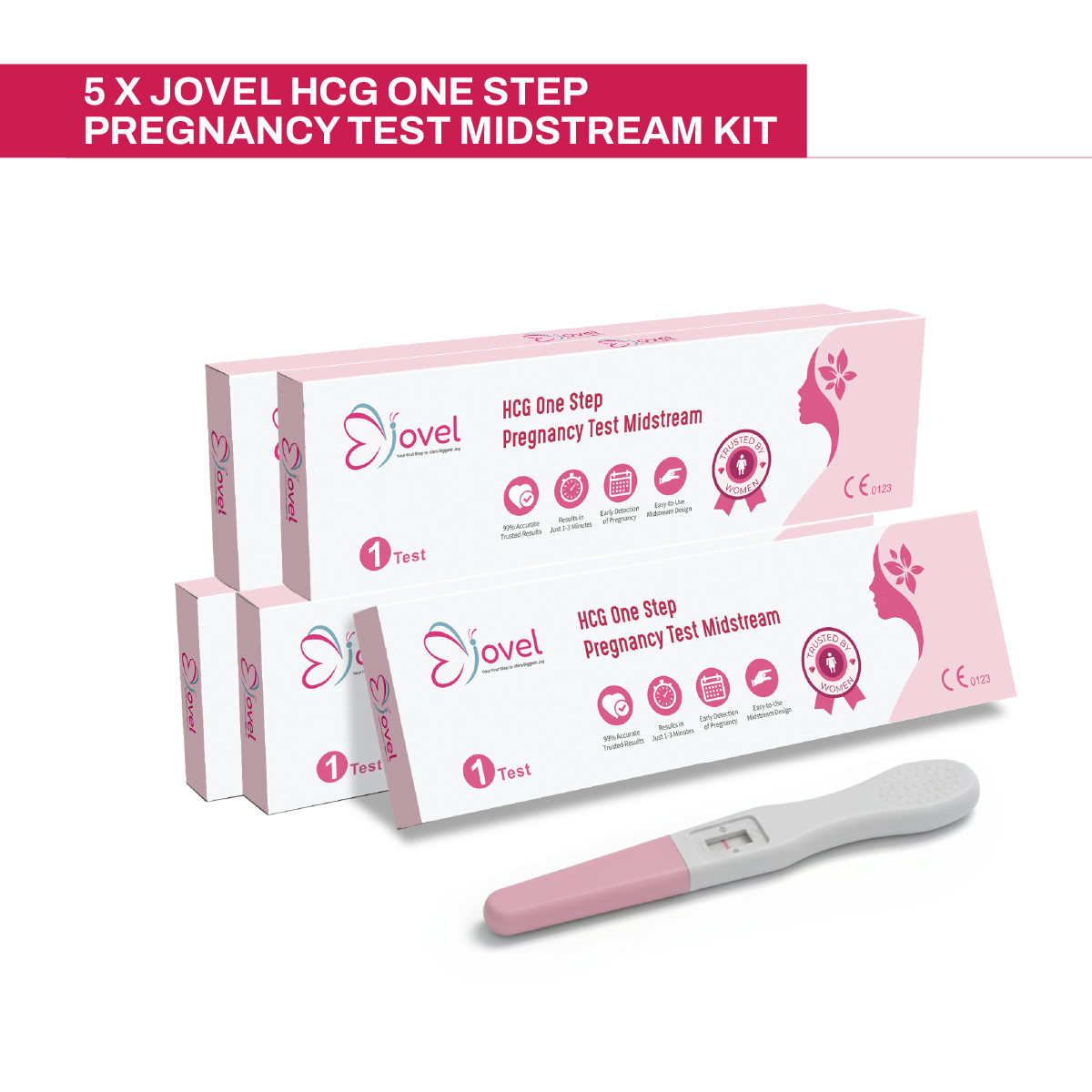 Jovel HCG One Step Pregnancy Test Midstream Kit - 5 Tests