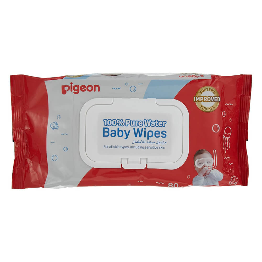 80163P1 PIGEON BABY 100% PURE WATER WIPES 70 SHEETS,Disposable Baby Wipes