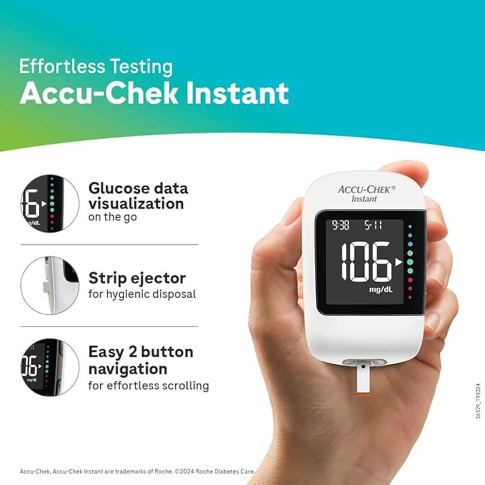 ACCU-CHEK Instant glucose meter with 10 strips and BP machine