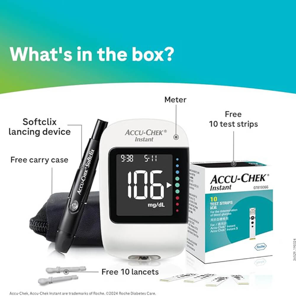 ACCU-CHEK Instant blood glucose test kit with lancing tool