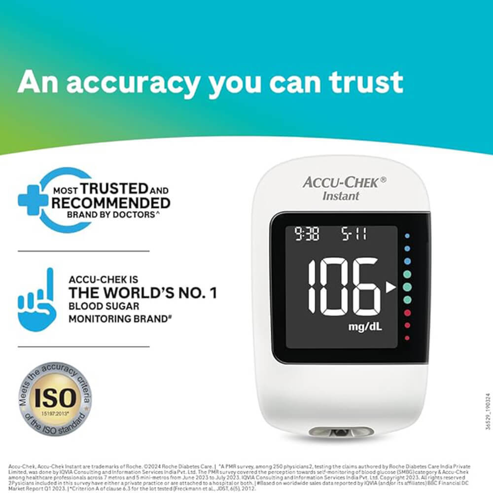 ACCU-CHEK Instant Glucometer Kit W/Lancing Device, 10 Test Strips & Digital BP Monitor KNIGHTS PHARMACY