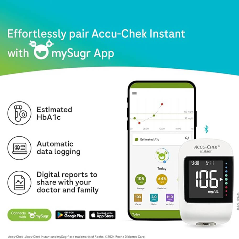 ACCU-CHEK Instant Glucometer Kit W/Lancing Device, 10 Test Strips & Digital BP Monitor KNIGHTS PHARMACY