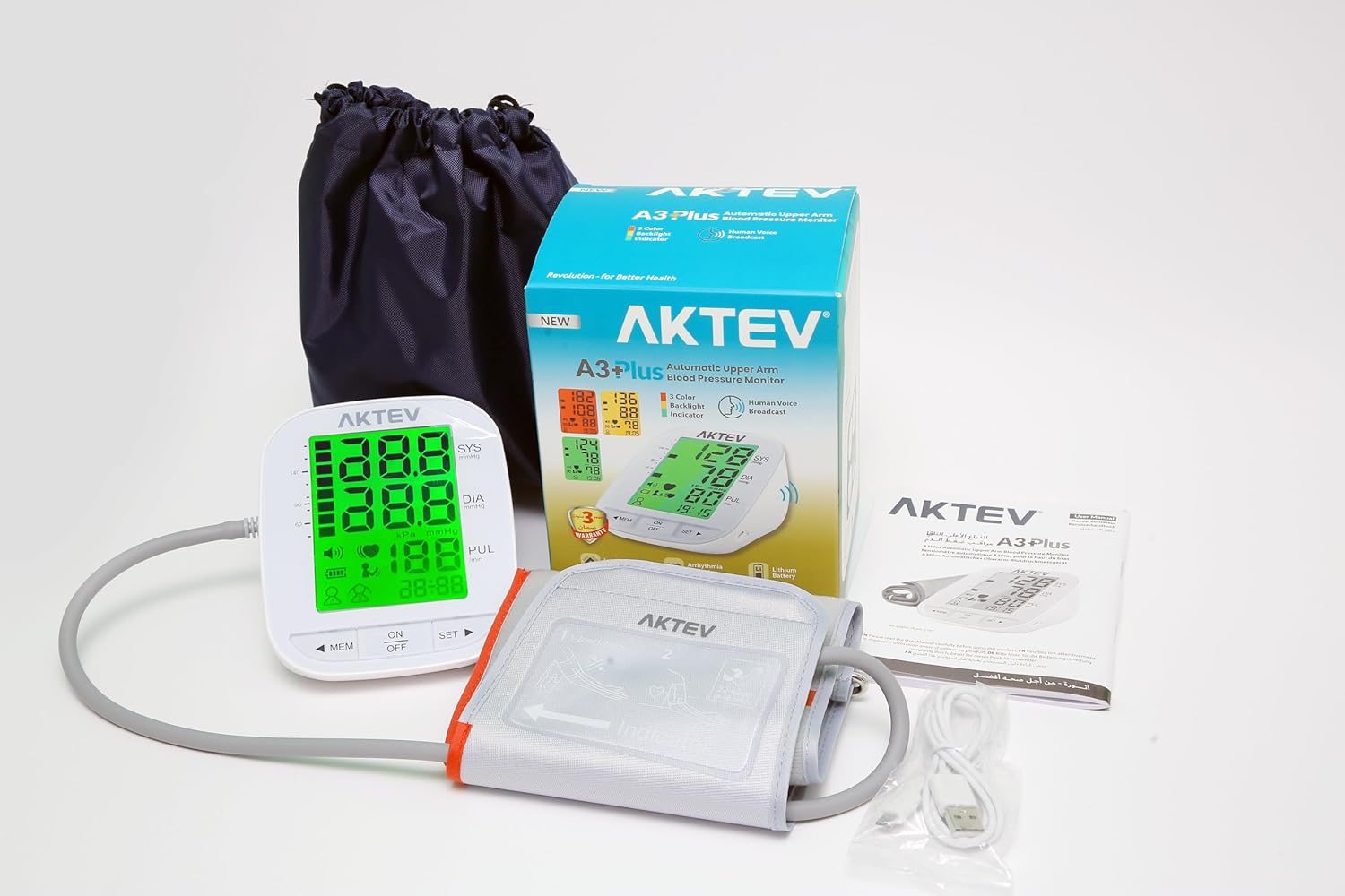 AKTEV A3 Plus Automatic Upper Arm Blood Pressure Monitor, Blood Pressure Monitors