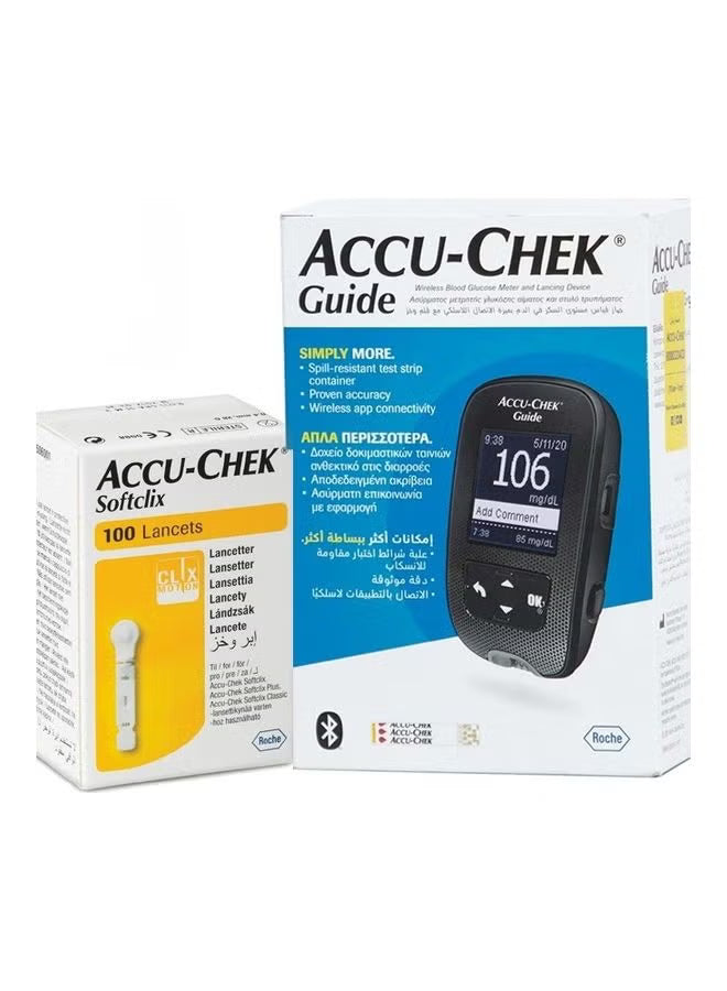 Accu-Chek Guide Blood Glucose Meter with Softclix Lancets 100s, Blood Glucose Meters