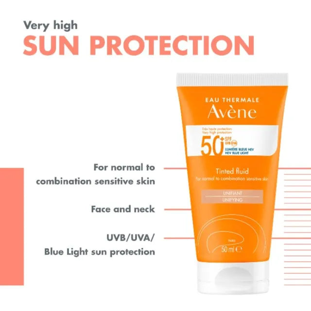 Avene SPF 50+ Tinted Facial Sunscreen Fluid - 50ml, Sunscreen