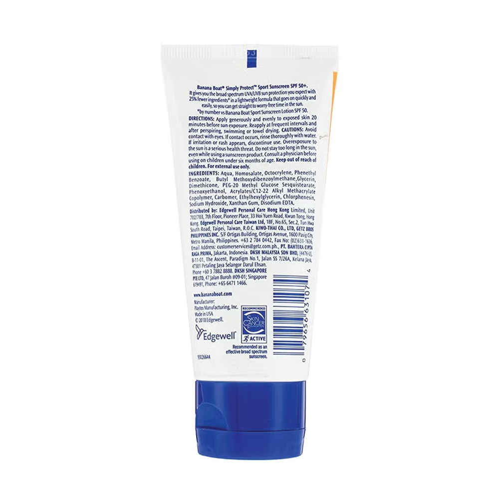Banana Boat Simply Protect Sport Sunscreen Lotion SPF 50+ - 90ml, Sunscreen
