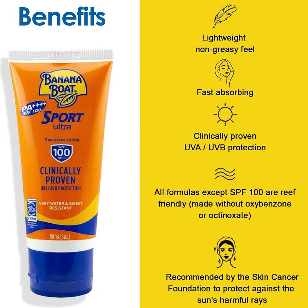 Banana Boat Sport Ultra Sunscreen Lotion SPF 100 - 90ml, Sunscreen
