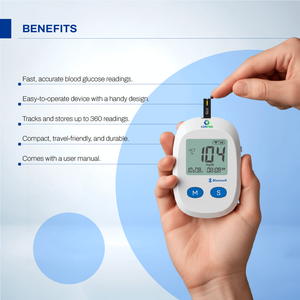 Blood Glucose Monitor Kit with 3 Packs of 50 Test Strips & 3 Packs of 50 Lancets