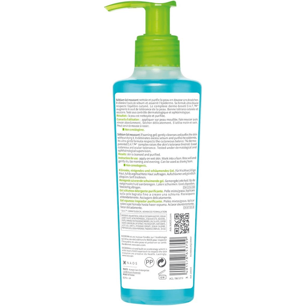 Bioderma Sebium Foaming Gel Cleanser for Oily & Combination Skin - 200ml, Facial Cleansers