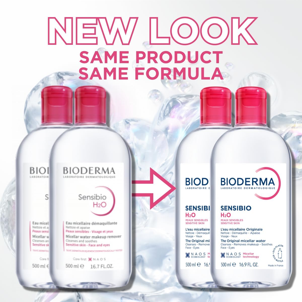 Bioderma Sensibio H2O Make-Up Remover Micellar Water - 500ml (Pack of 2), Makeup Removers