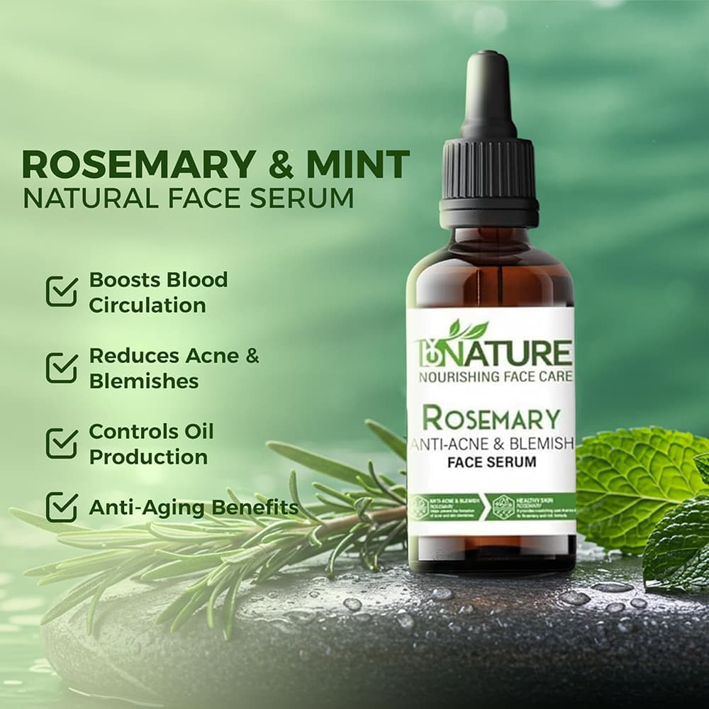 Natural rosemary face serum for acne and blemishes – By Nature 50ml