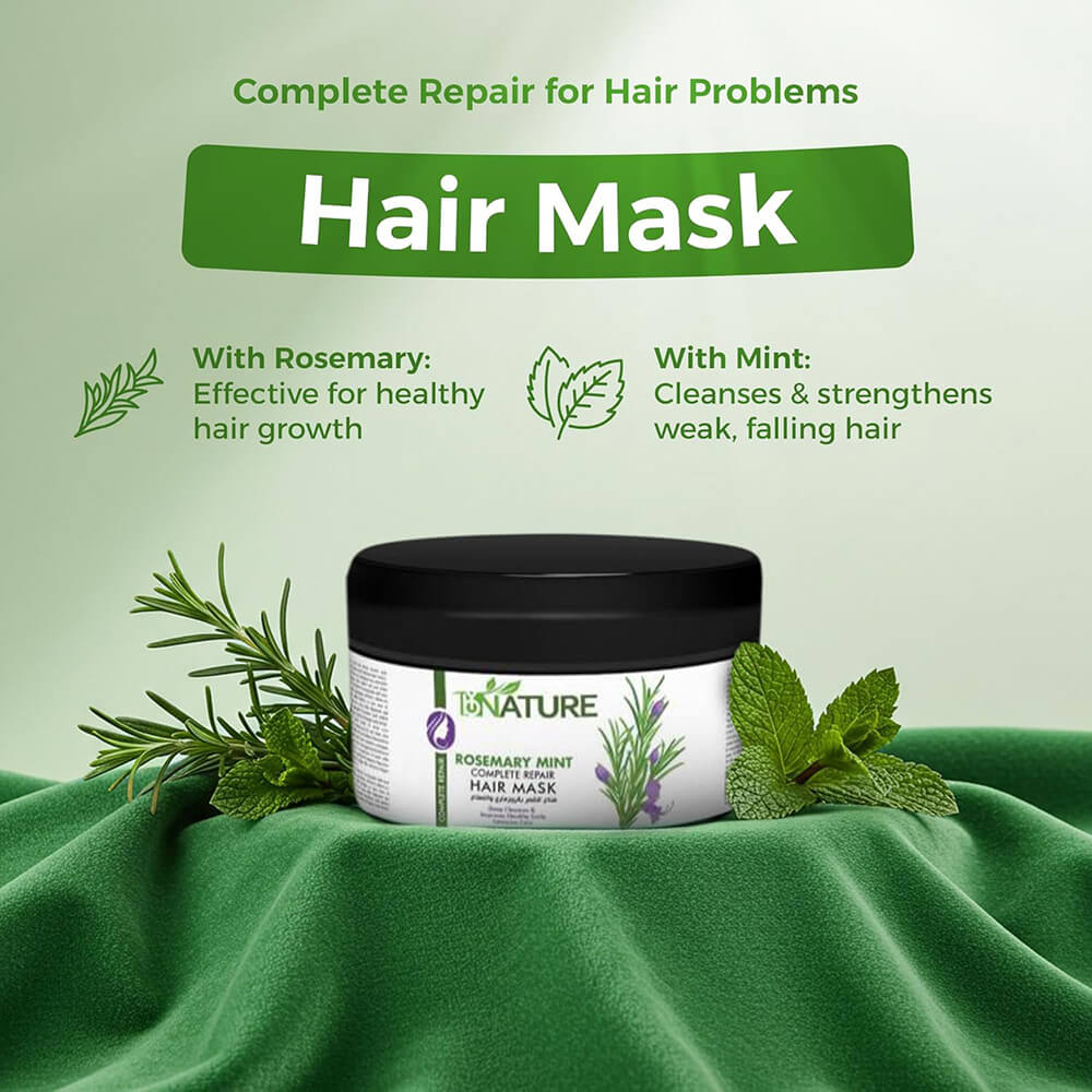 ByNature Rosemary Mint Complete Repair Hair Mask 300ml jar