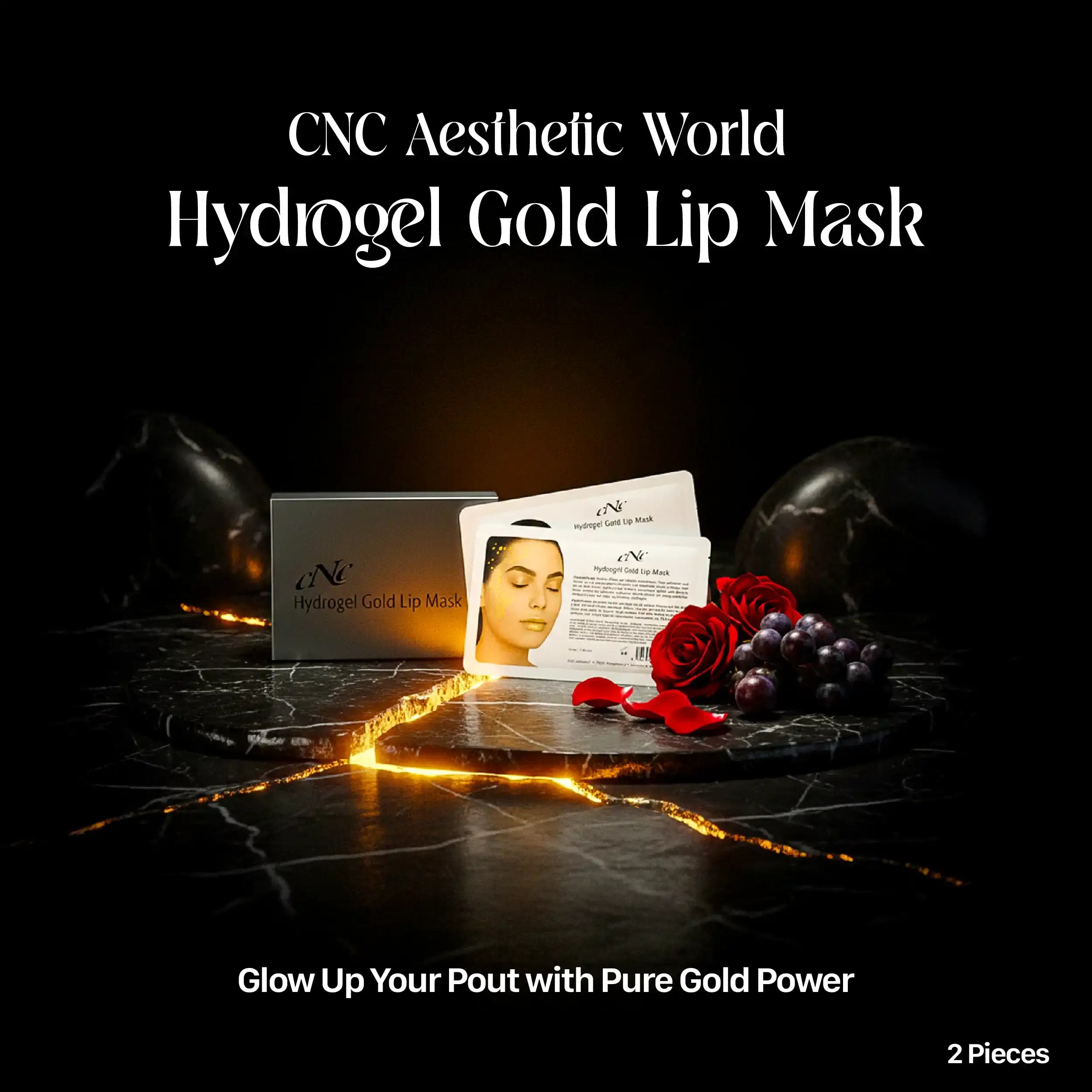 CNC Aesthetic World Hydrogel Gold Lip Mask – 2 Pieces