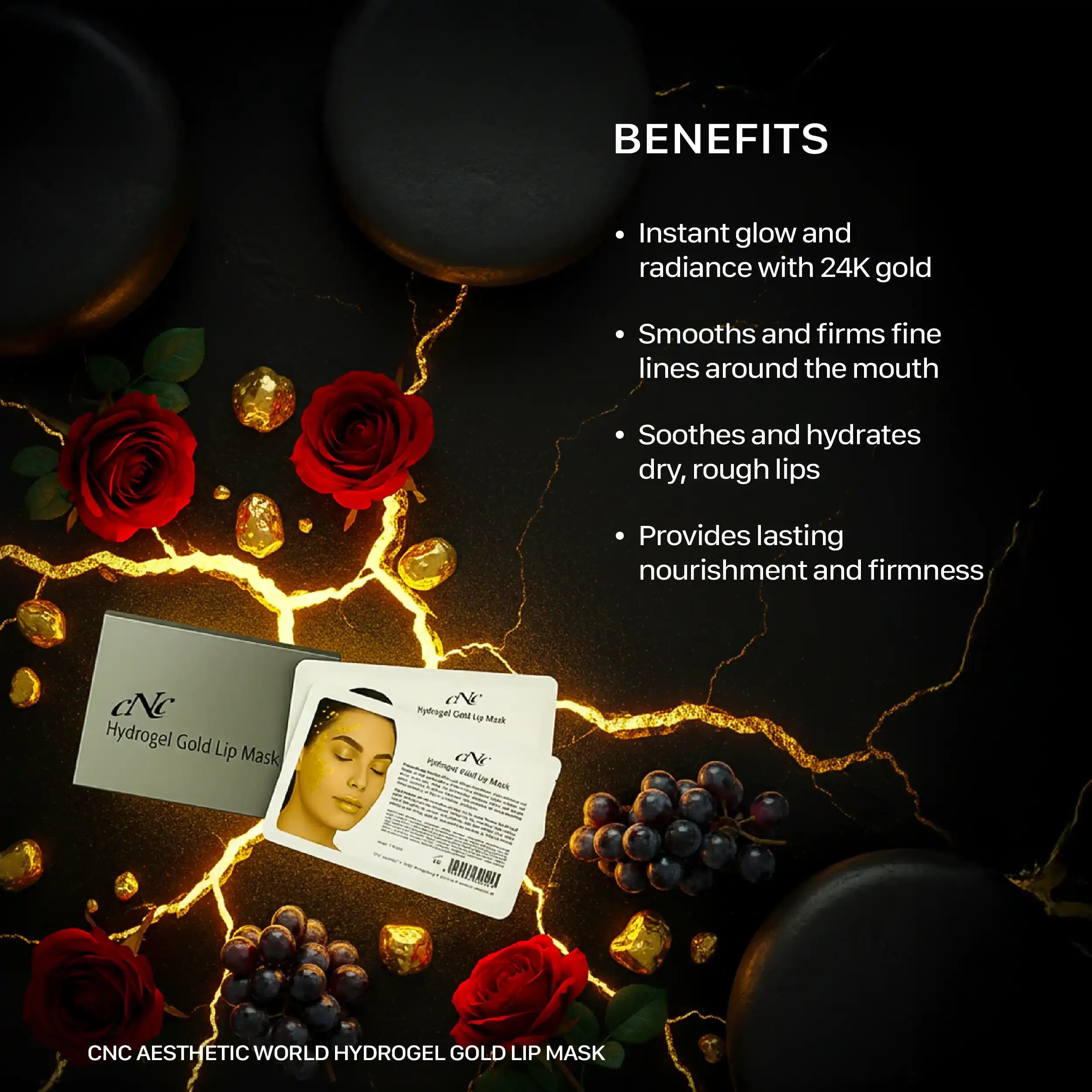 CNC Aesthetic World Hydrogel Gold Lip Mask – 2 Pieces