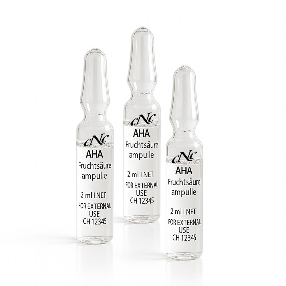 CNC AHA Fruchtsäure Ampoule 10x2ml – exfoliating ampoules with fruit acids to refine skin texture and promote radiance.