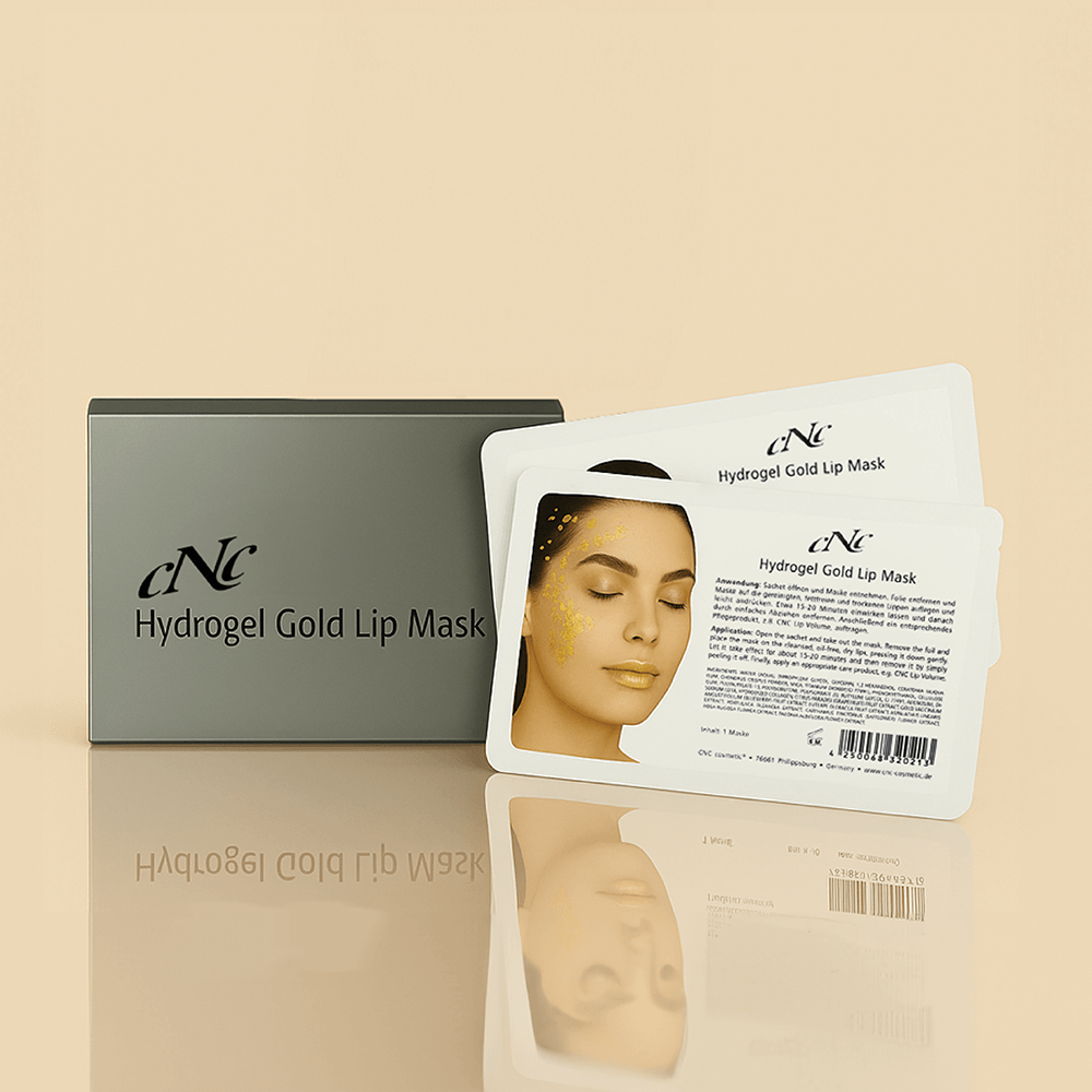 CNC Hydrogel Gold Lip Mask – 2-piece set designed to hydrate, plump, and smooth dry or chapped lips.