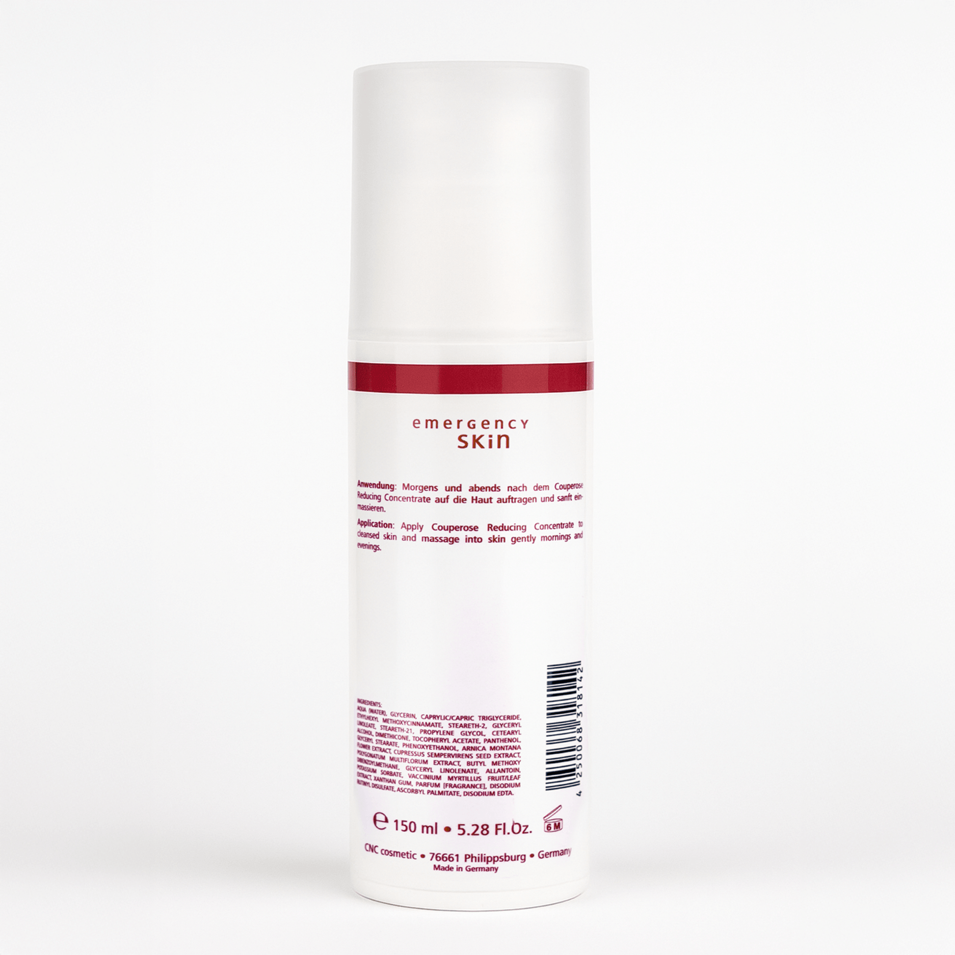 CNC Redness Relief Cream 150ml – soothing skincare solution for couperose and rosacea-prone skin, packed in a sleek white tube.