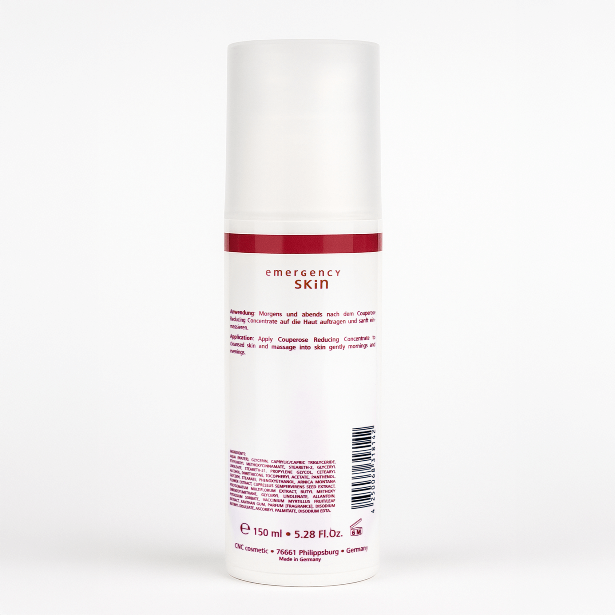 CNC Redness Relief Cream 150ml – soothing skincare solution for couperose and rosacea-prone skin, packed in a sleek white tube.