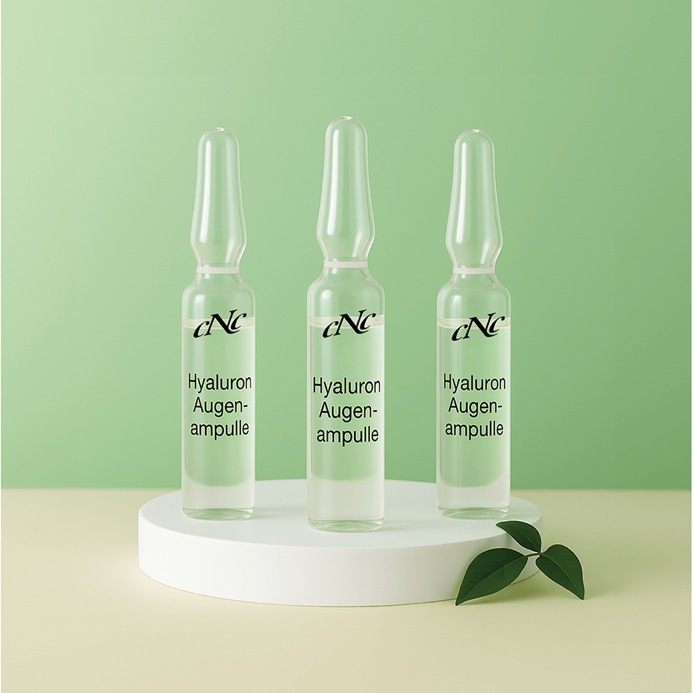 CNC Hyaluron Eye Ampoules 10x2ml – concentrated hydration boost to reduce puffiness and improve skin elasticity.