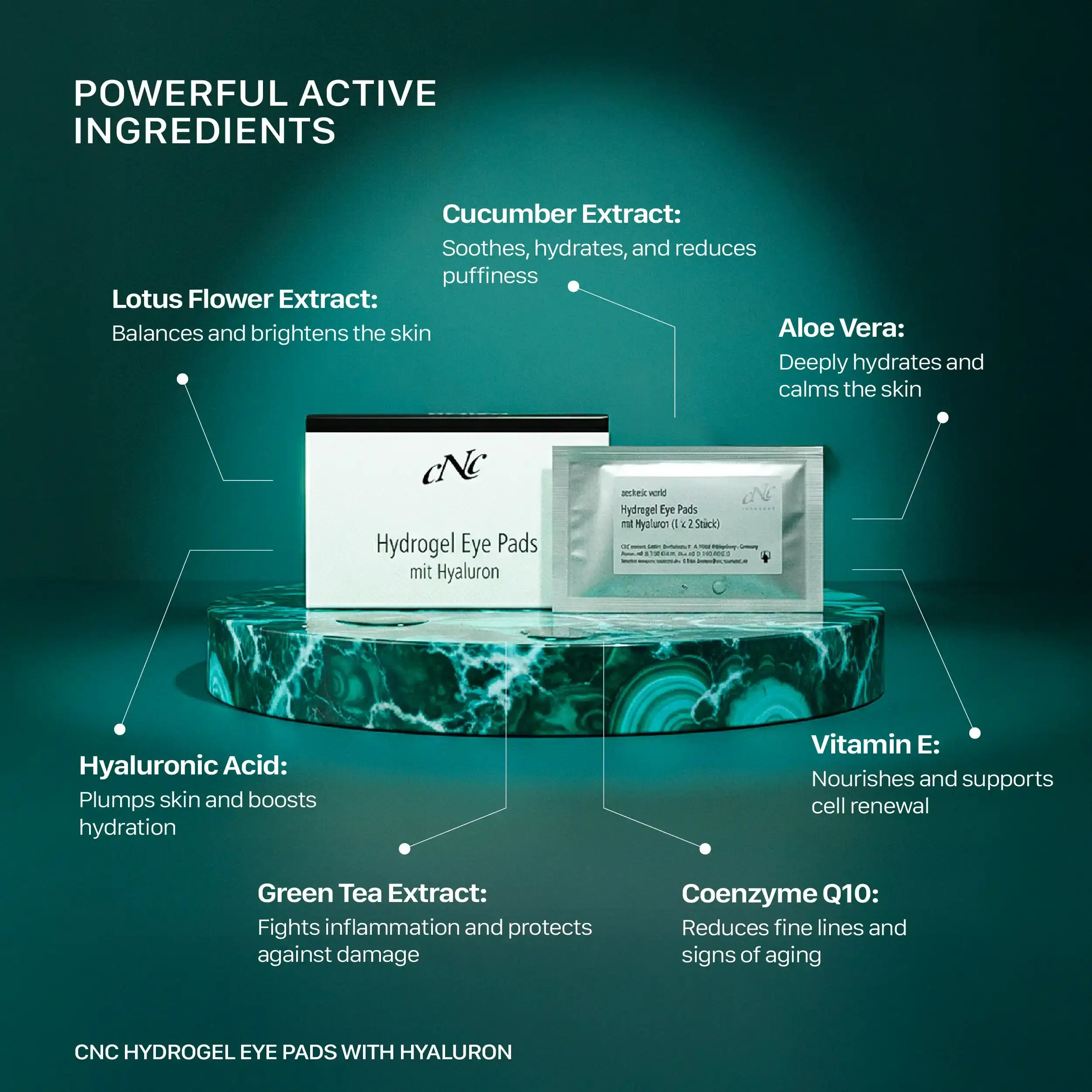 CNC Hydrogel Eye Pads with Hyaluron - 9 Pairs