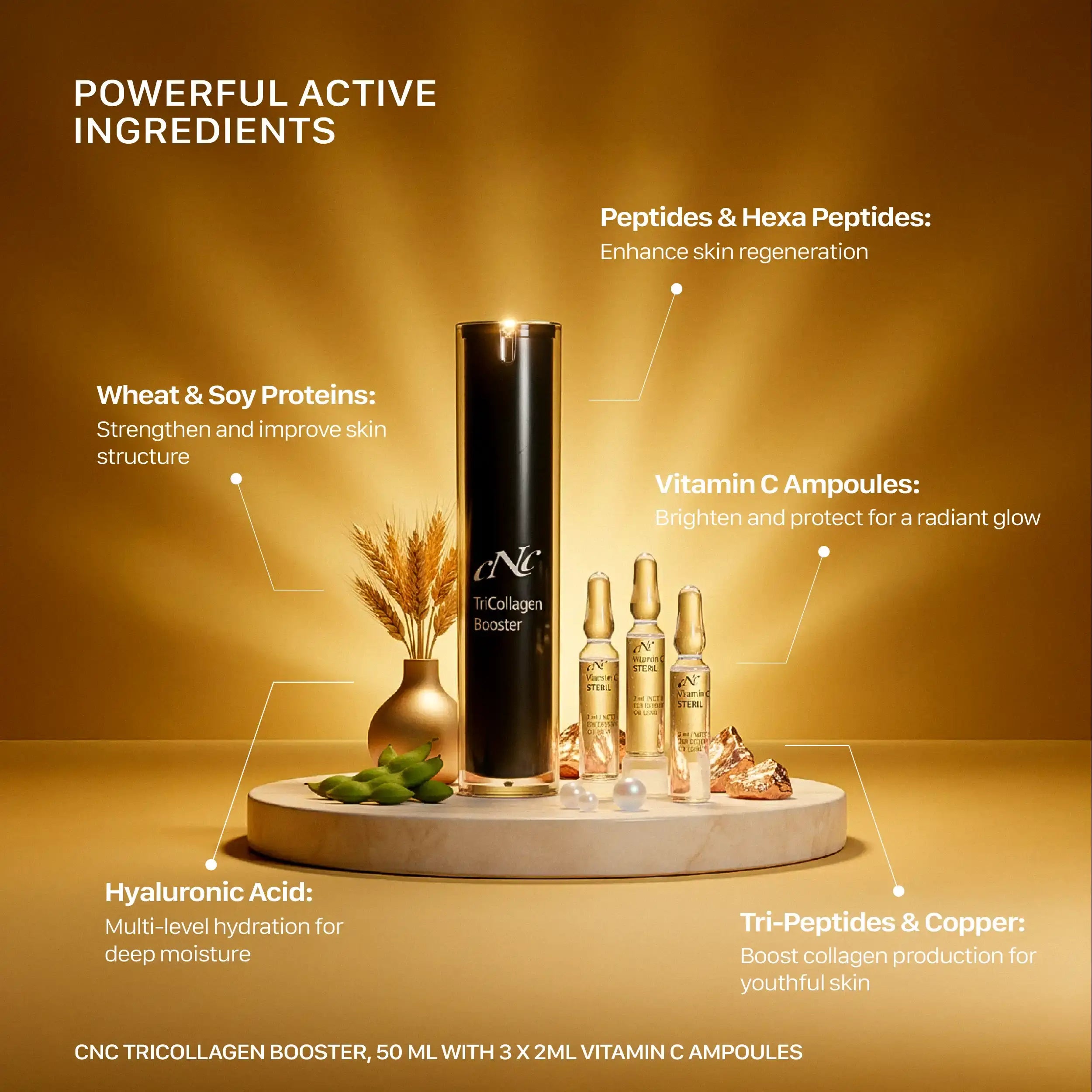 CNC TriCollagen Booster 50ml + 3x2ml Vitamin C Serum