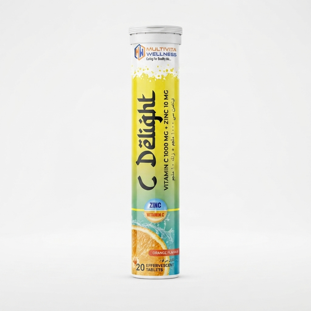 C Delight Vitamin C 1000mg + Zinc 10mg – Immune Boost Orange Flavour, Vitamin C