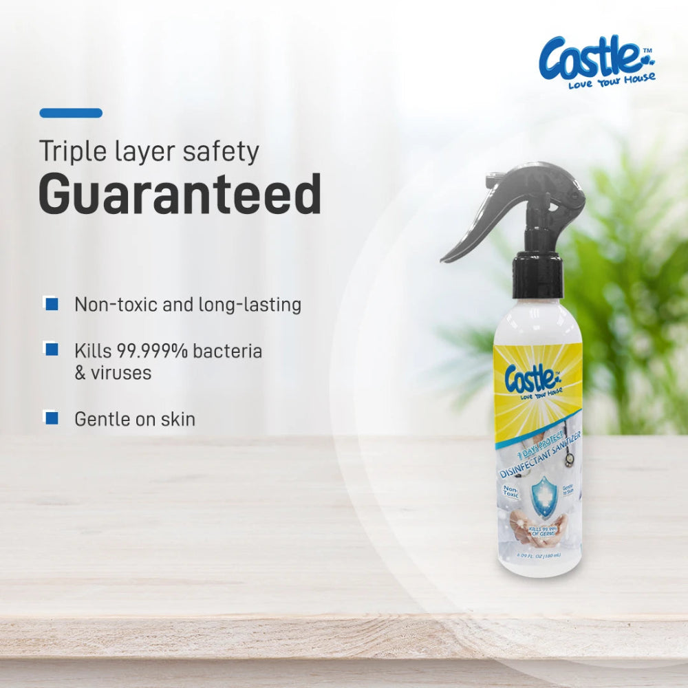 Castle Long Lasting Germ Protection Sanitizer Spray - 180ml, Hand Sanitizers & Wipes