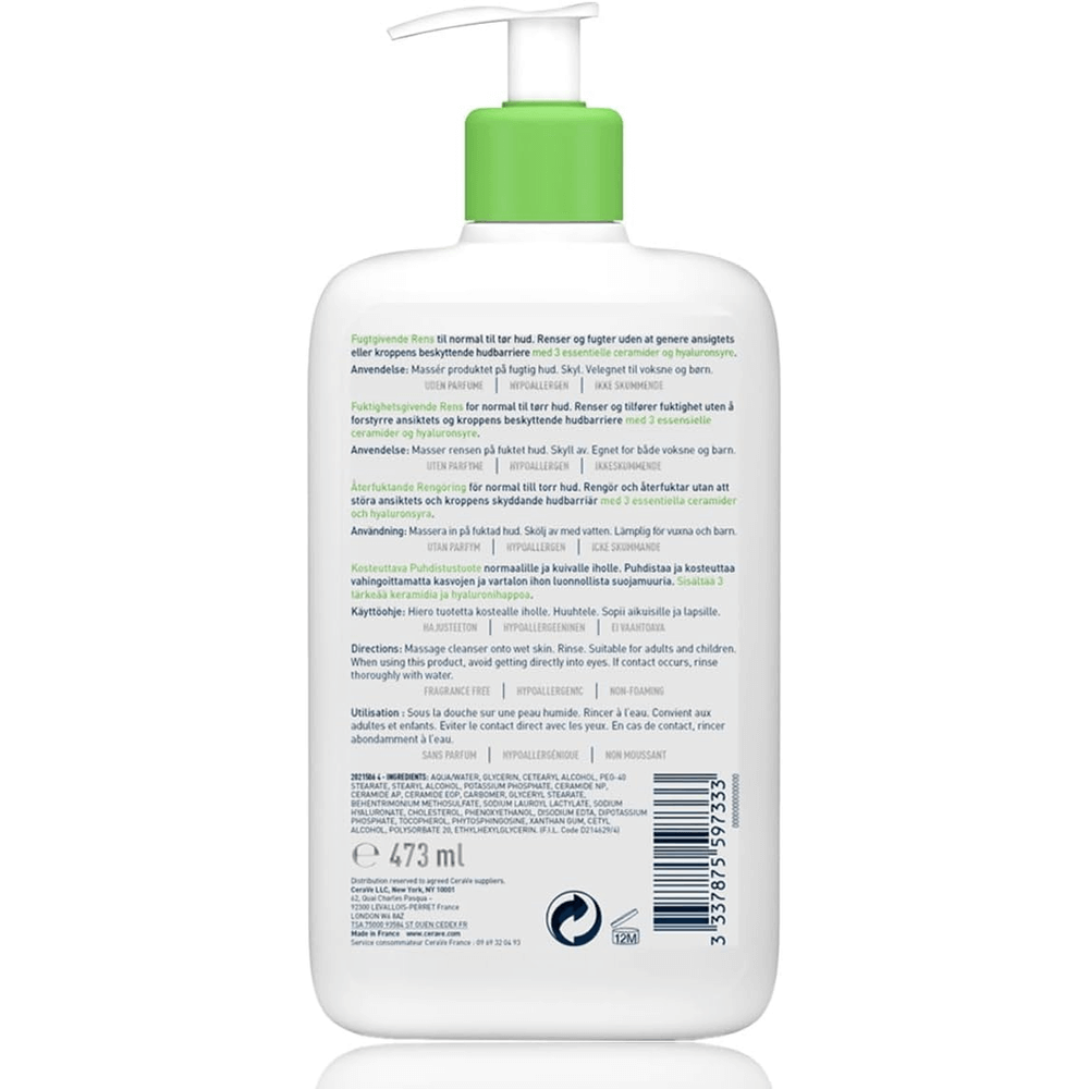 CeraVe Hydrating Facial Cleanser with Hyaluronic Acid - 473ml (16oz), Facial Cleansers
