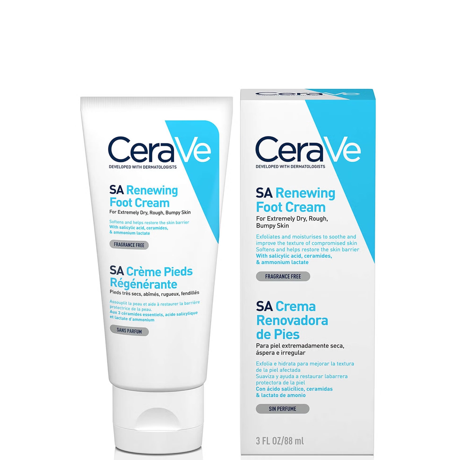 CeraVe SA Renewing Foot Cream - Salicylic Acid + Hyaluronic Acid, 88ml, Foot Care