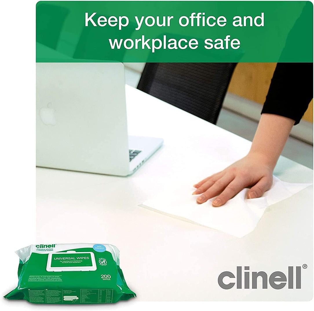 Clinell Universal Cleaning & Disinfectant Wipes - Pack of 200s, Antiseptics & Cleaning Supplies