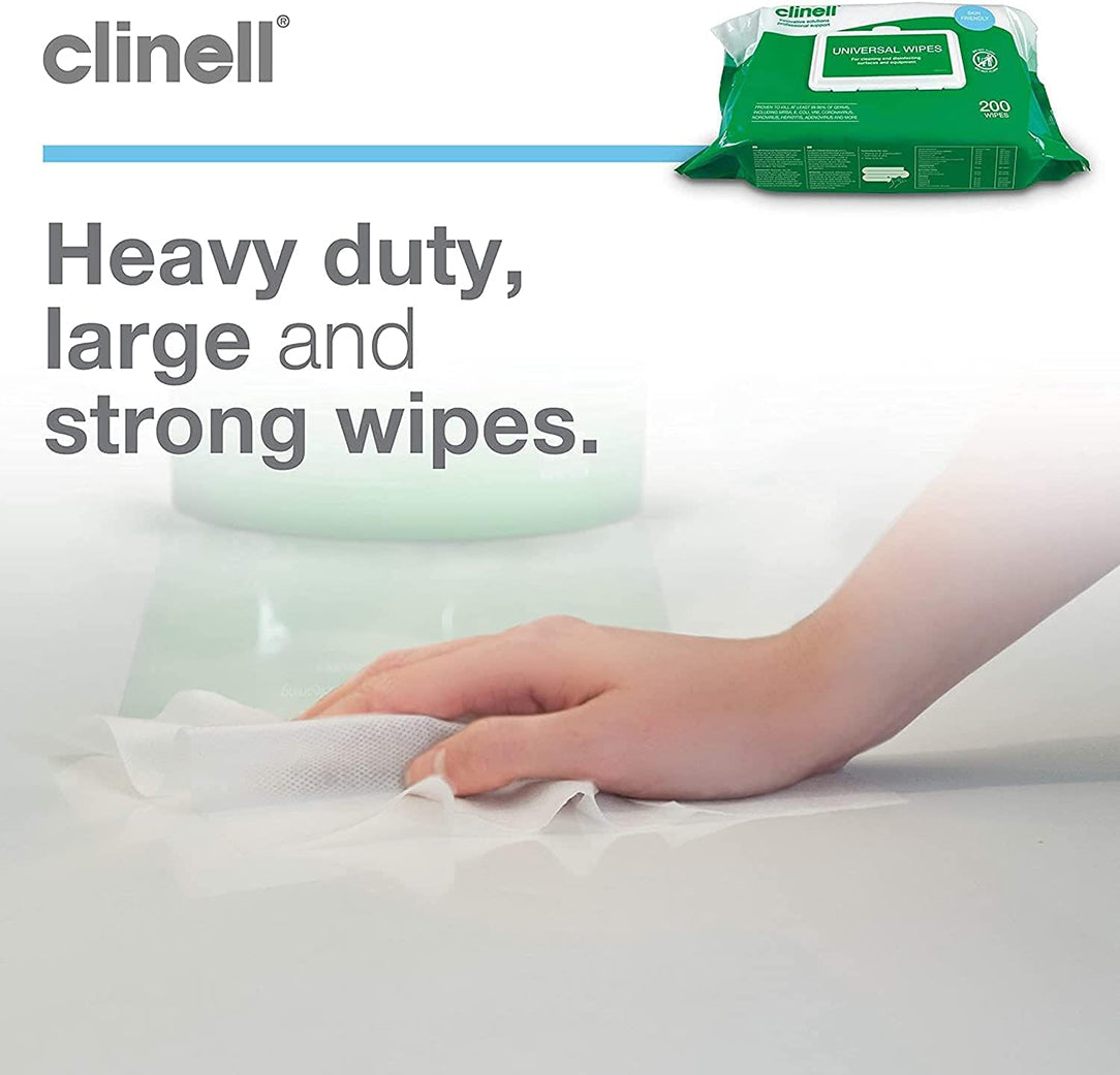 Clinell Universal Cleaning & Disinfectant Wipes - Pack of 200s, Antiseptics & Cleaning Supplies