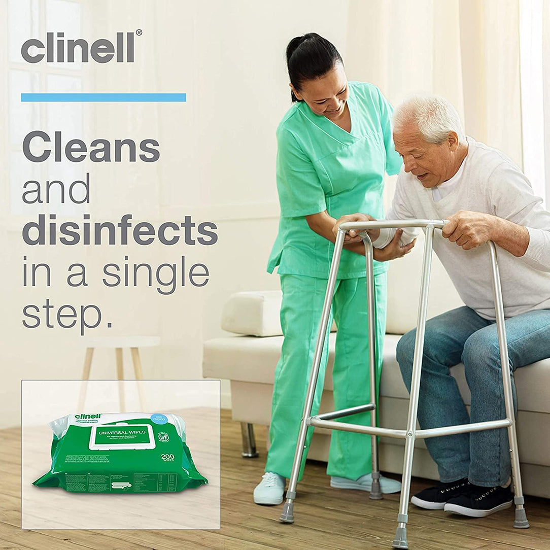 Clinell Universal Cleaning & Disinfectant Wipes - Pack of 200s, Antiseptics & Cleaning Supplies