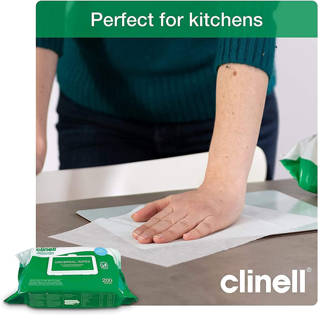 Clinell Universal Cleaning & Disinfectant Wipes - Pack of 200s, Antiseptics & Cleaning Supplies