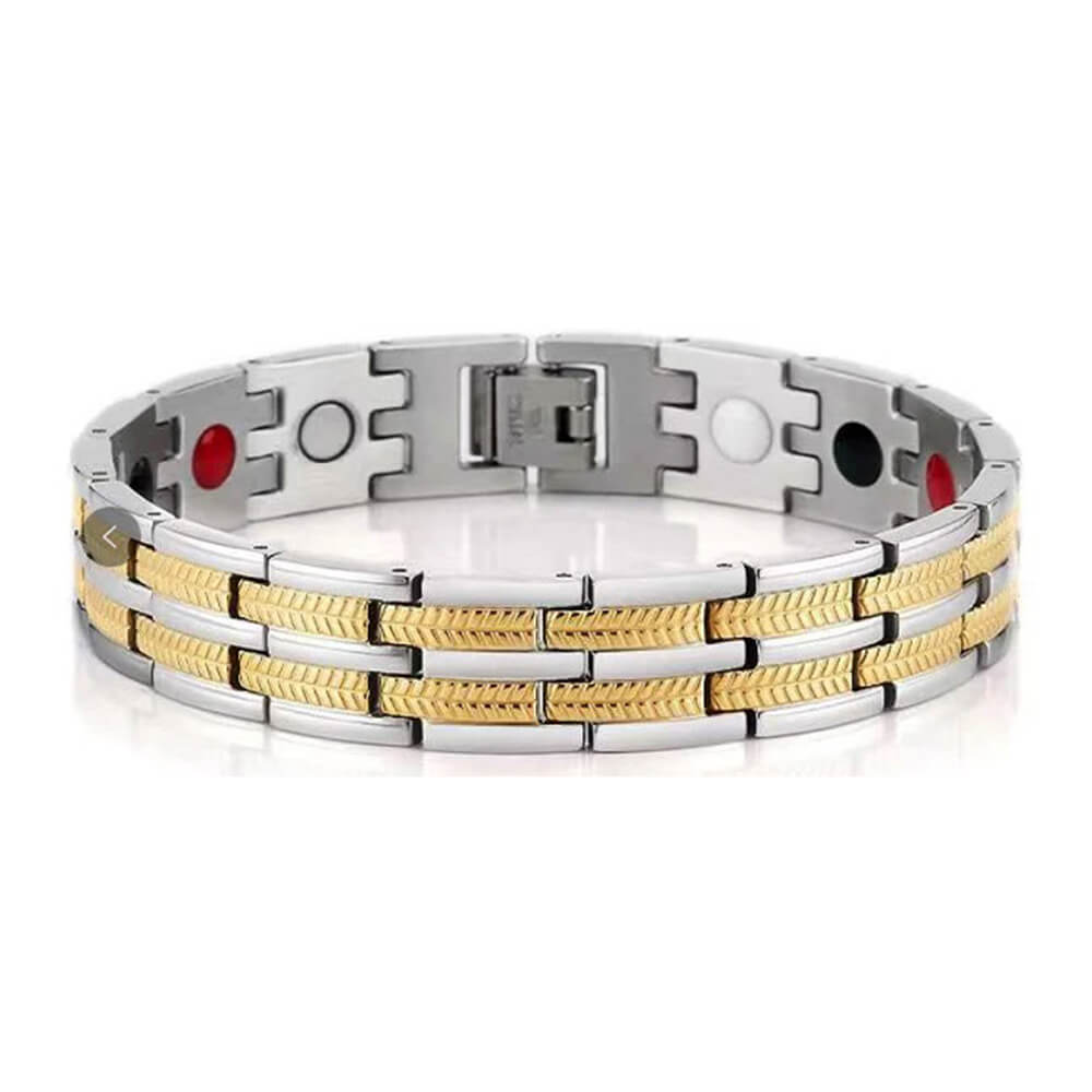 DUDDOO D-9044 Silver & Gold Stainless Steel Magnetic Bracelet