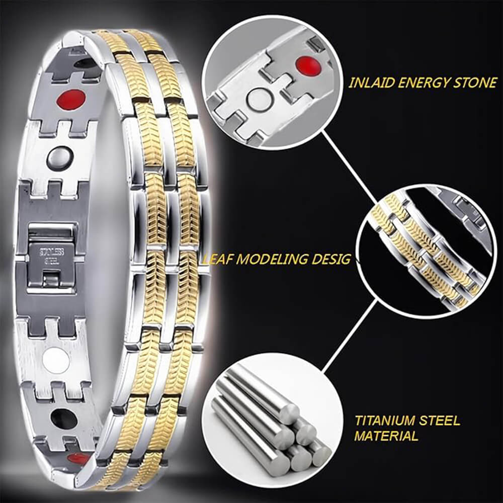 DUDDOO D-9044 Silver & Gold Stainless Steel Magnetic Bracelet KNIGHTS PHARMACY