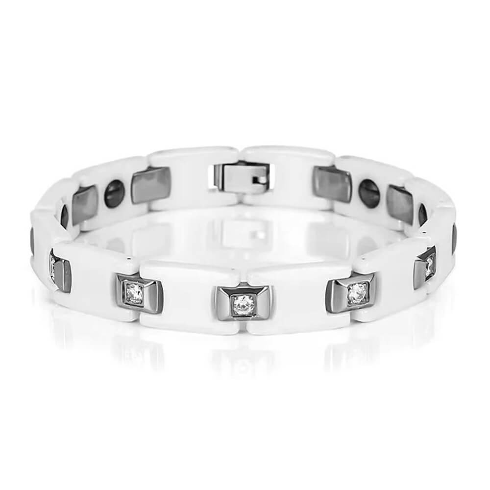 DUDDOO D-9066 White & Silver Magnetic Wellness Bracelet
