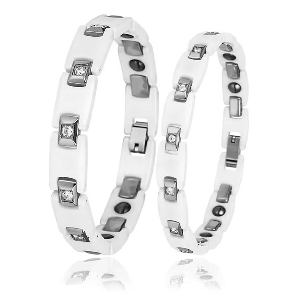 DUDDOO wellness bracelet with white enamel and silver finish