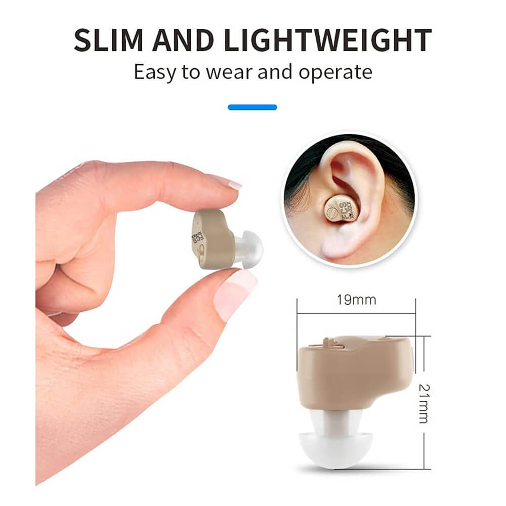 Ergonomic and compact hearing aid with case – DUDDOO K-80