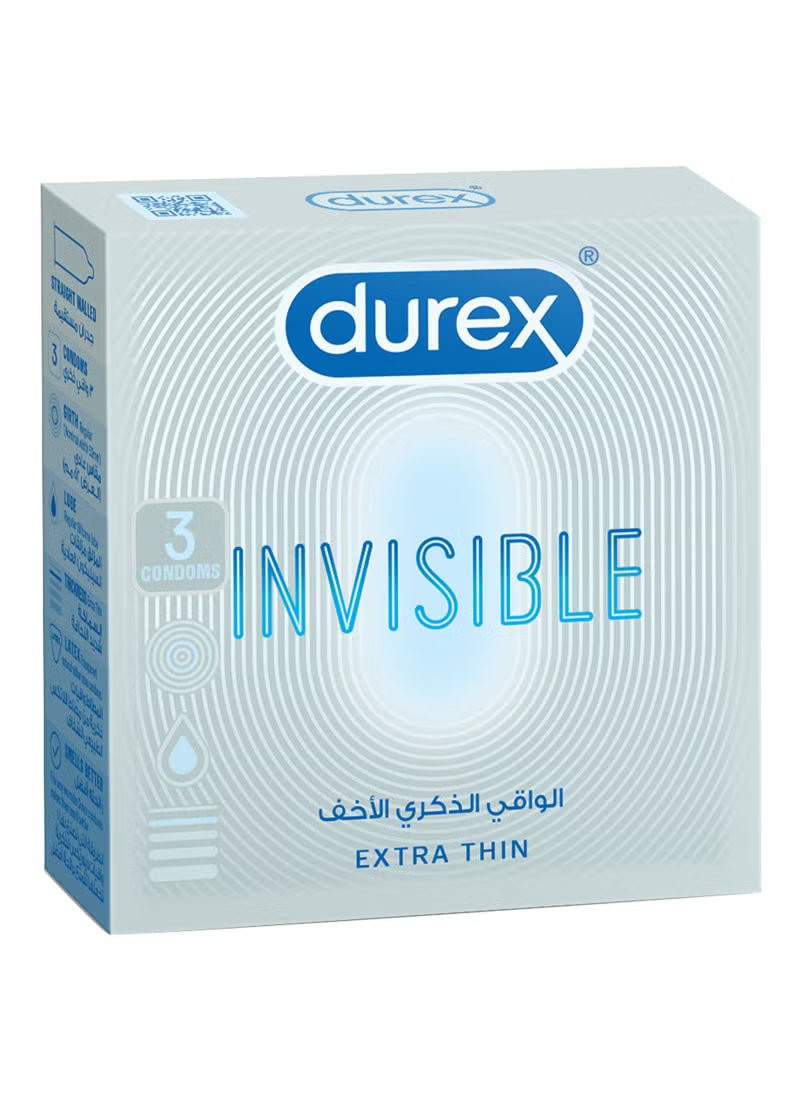 Durex Invisible Extra Thin Condoms - Pack of 3s, Condoms