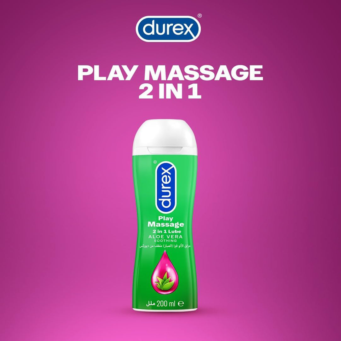 Durex Play Massage Lubricant 2in1 with Soothing Aloe Vera Gel - 200ml, Personal Lubricants