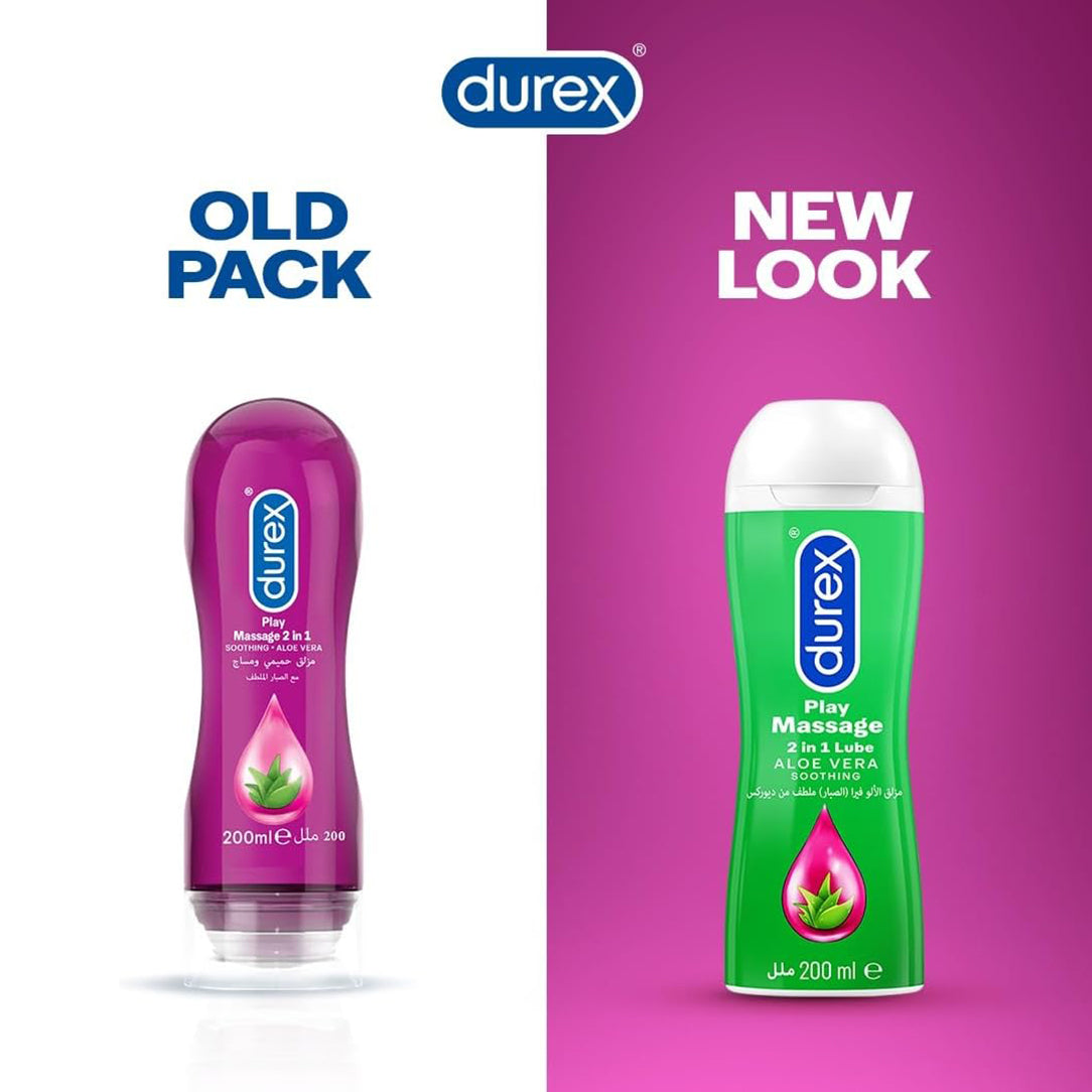 Durex Play Massage Lubricant 2in1 with Soothing Aloe Vera Gel - 200ml, Personal Lubricants