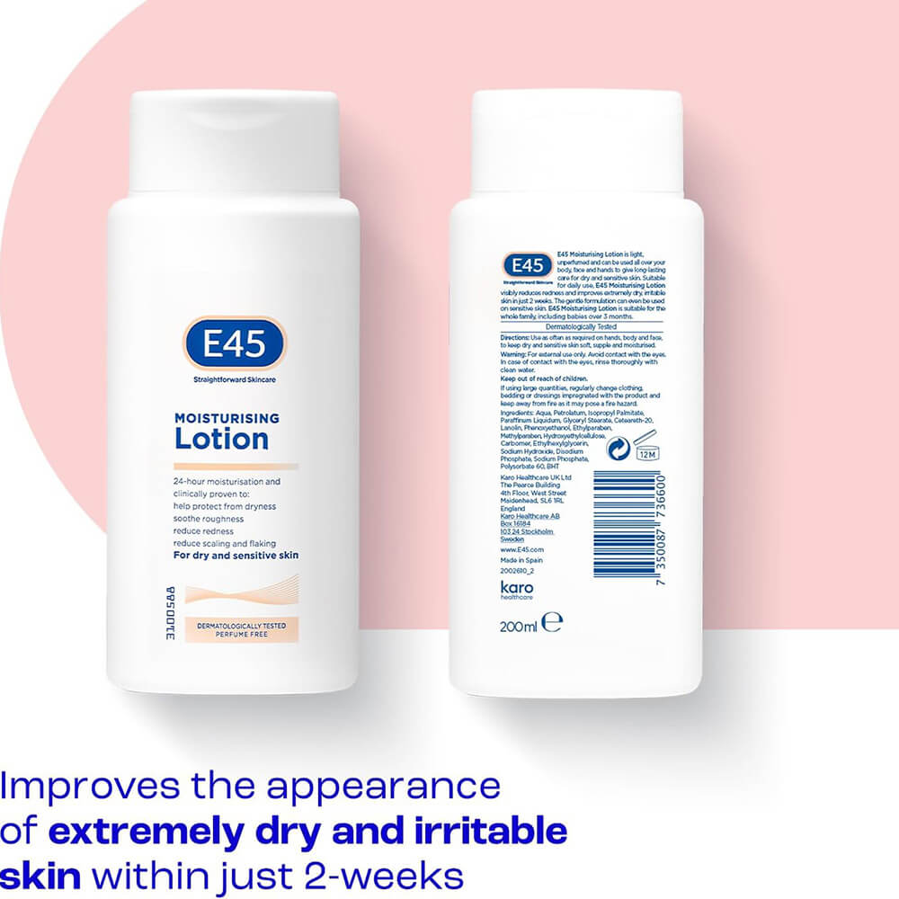E45 lotion 200ml – gentle daily moisturizer for sensitive skin