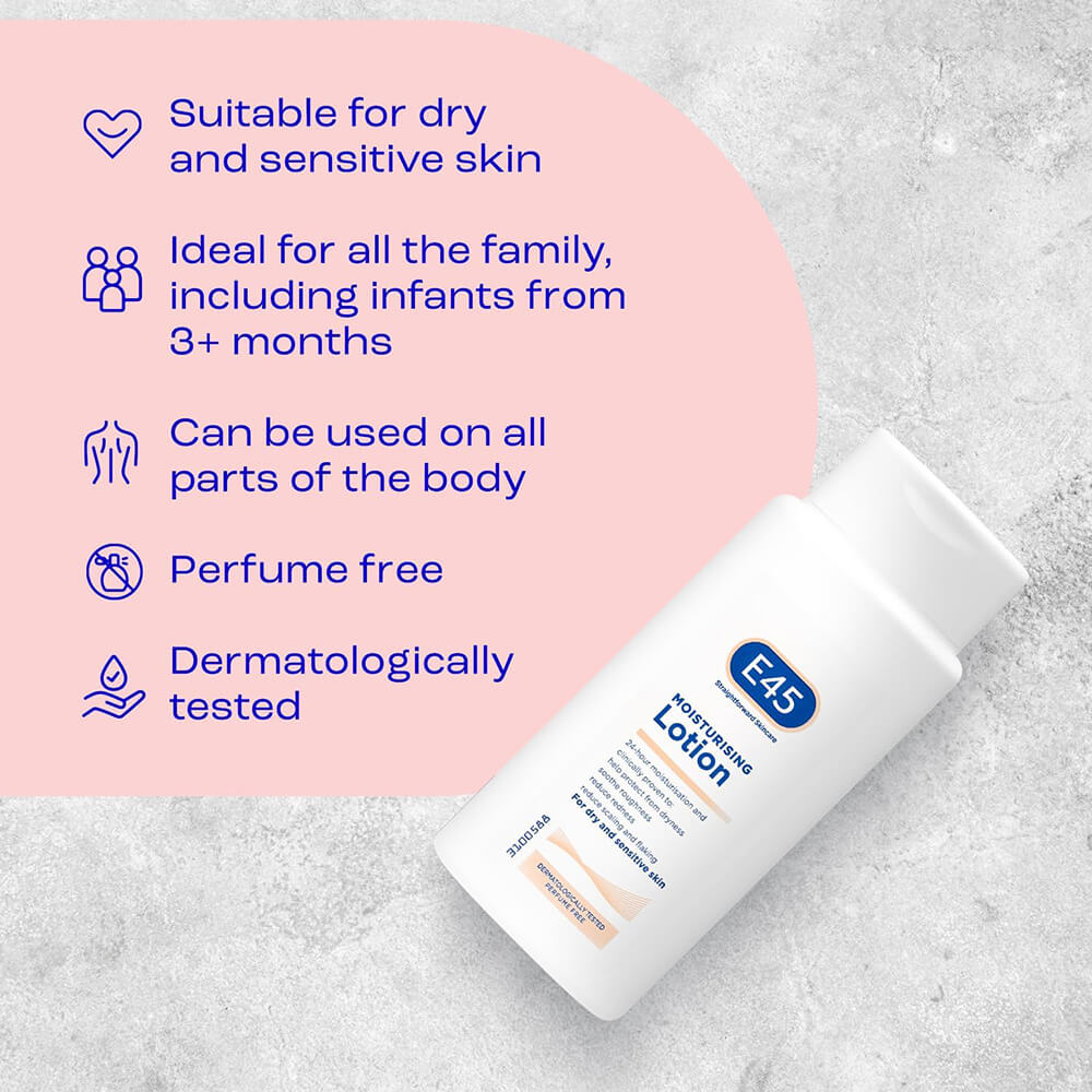 E45 sensitive skin lotion – 200ml hydrating skincare solution