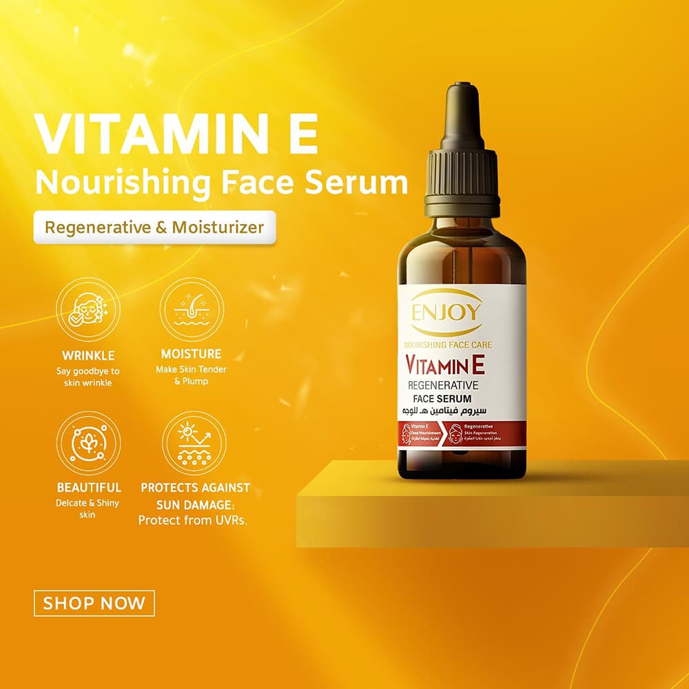 Glass dropper bottle of ENJOY regenerative vitamin E serum