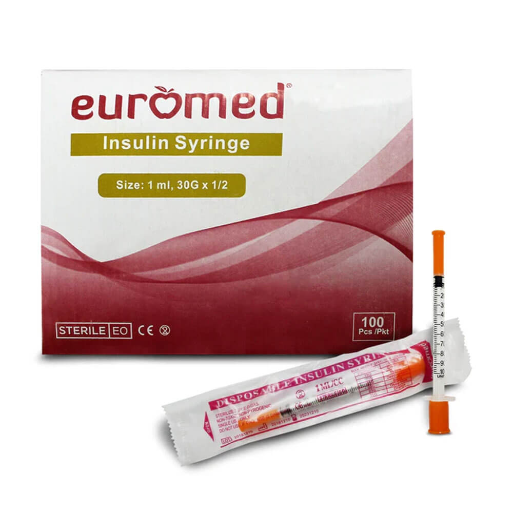 EUROMED 1ml Insulin Syringe 31G x 6mm – sterile packaging