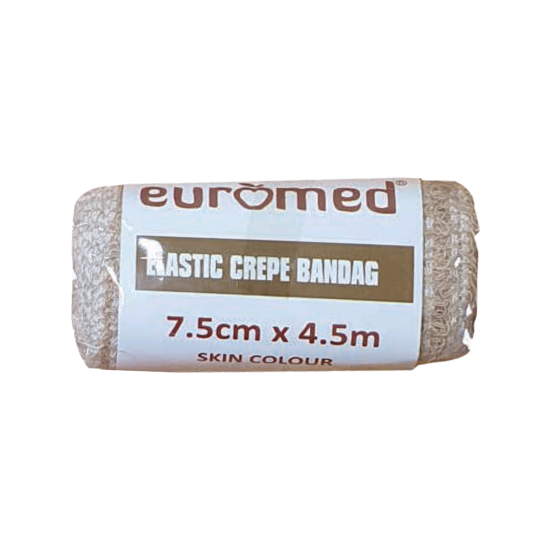 Euromed Skin Tone Elastic Crepe Bandage – Support Wrap 7.5cm x 4.5m, Compression Bandages 